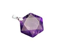 Natural Healing Stone Necklace Pendants Chakra Faceted Hexagonal Tiger Eye Opal Quartz Jewelry,Amethyst
