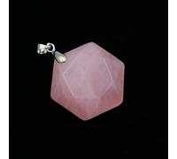 Natural Healing Stone Necklace Pendants Chakra Faceted Hexagonal Tiger Eye Opal Quartz Jewelry,Rose Quartz