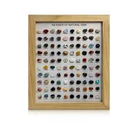 Natural Healing Stones, 100pcs Crystal Bulk Chakra Healing Stones Mineral Ore Specimen Collect with Picture Frame for Home Decoration Meditation Chakra Balancing Yoga 23 * 28CM (Wood Frame)