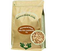 Natural Health 4 Life Baked and Salted Cashew Nuts 1kg, Whole Cashew Snack, High Protein and Fibre, Low Sugar, Vegan and Gluten Free Nuts Snacks in Resealable Pouch for Snacking and Cooking