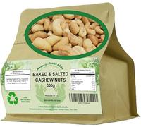 Natural Health 4 Life Baked and Salted Cashew Nuts 300g, Whole Cashew Snack, High Protein and Fibre, Low Sugar, Vegan and Gluten Free Nuts Snacks in Kraft Pouch for Snacking and Cooking