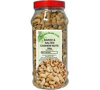 Natural Health 4 Life Baked and Salted Cashew Nuts 550g, Whole Cashew Snack, High Protein and Fibre, Low Sugar, Vegan and Gluten Free Nuts Snacks in Clear PET Jar for Snacking and Cooking