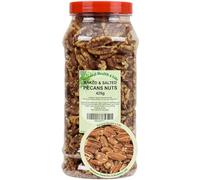 Natural Health 4 Life Baked and Salted Pecan Nuts 425g, Vegan, Gluten Free, High Protein and Fibre, Low Sugar Snack Nuts in PET Gift Jar with Screw Lid (1 Jar)