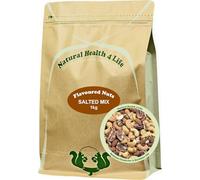 Natural Health 4 Life Baked & Salted Mixed Nuts 1kg, Cashews, Almonds & Pecans, Vegan & Gluten Free, High Protein & Fibre, Mix Nuts Snack in Eco-Friendly Kraft Foil-Lined Pouch (1 Pouch)
