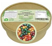 Natural Health 4 Life Candied Whole Mixed 4 Colour Glace Cherries 450g, Cherrys for Baking, Cake Decorating, Christmas Recipes, Fat Free, Vegetarian, Eco-Friendly Tub, Produce of France (1tub)