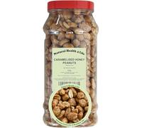 Natural Health 4 Life Caramelised Honey Peanuts 1kg - High Protein and Fibre, Gluten Free, No Salt Added, Vegetarian Snack in a induction sealed presentation gift jar (1 Jar)