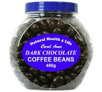 Natural Health 4 Life Carol Anne Confectionery Dark Chocolate Coffee Beans 450g, Chocolate Covered Coffee Beans in Recyclable Gift Jar, 5.4g Protein/100g,Vegetarian Snack for Gifting, Baking (1 Jar)