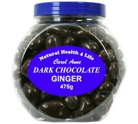 Natural Health 4 Life Carol Anne Confectionery Dark Chocolate Ginger 475 g in Recyclable Gift Jar (1 Jar)