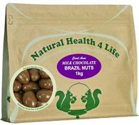 Natural Health 4 Life Carol Anne Confectionery Milk Chocolate Brazil Nuts 1kg, Chocolate Covered Nuts in Resealable Pouch, 9.3g Protein per 100g, ideal for Snacking, Events, Refill Jars - Made in UK