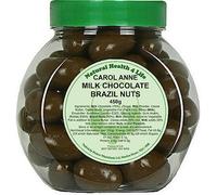 Natural Health 4 Life Carol Anne Confectionery Milk Chocolate Brazil Nuts 450g, Chocolate Covered Nuts in Recyclable Gift Jar, 9.3g Protein per 100g, Ideal for Snacking, Baking - Made in UK (1 Jar)