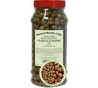 Natural Health 4 Life Carol Anne Confectionery Milk Chocolate Covered Peanuts and Raisins 750g in Recyclable Gift Jar for Snacking, Baking and Sharing, Made in UK