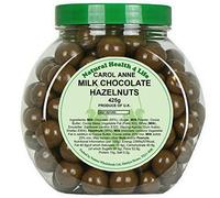 Natural Health 4 Life Carol Anne Confectionery Milk Chocolate Hazelnuts 425g, Chocolate Covered Hazelnuts in Recyclable Gift Jar, 10g Protein per 100g, Vegetarian Snack for Gifting, Baking (1 Jar)