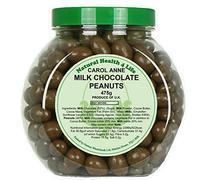 Natural Health 4 Life Carol Anne Confectionery Milk Chocolate Peanuts 475g, Chocolate Covered Nuts in Recyclable Gift Jar, 15.5g Protein per 100g, Ideal for Snacking, Gifting - Made in UK (1 Jar)