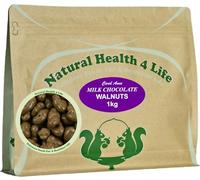 Natural Health 4 Life Carol Anne Confectionery Milk Chocolate Walnuts 1kg, Chocolate Covered Nuts in Resealable Pouch, 9.4g Protein per 100g, ideal for Snacking, Events, Refill Jars - Made in UK