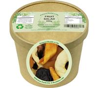 Natural Health 4 Life Deluxe Mixed Dried Fruit Salad 850g with Apricots, Prunes, Figs, Mango, Apple Rings, Vegetarian & Fat Free, High Fibre Snack in Recyclable Kraft Tub (1Tub)