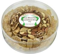Natural Health 4 Life Deluxe Mixed Nuts & Crystallised Ginger Gift Box 725g - Cashews, Walnuts, Almonds, Brazils & Pecans, Source of Protein, Ideal for Health-Conscious Snackers