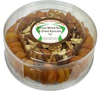 Natural Health 4 Life Deluxe Mixed Nuts & Dried Apricots Gift Box 1 kg - Cashews, Walnuts, Almonds, Brazils & Pecans, Source of Protein, Ideal for Health-Conscious Snackers