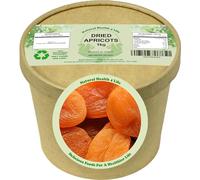 Natural Health 4 Life Dried Apricots 1kg - Source of Fibre Dried Fruit, Vegan, Gluten-Free Snack, Ready to Eat, Ideal for Snacking, Eco-Friendly Kraft Tub, Produce of Turkey