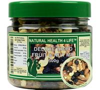Natural Health 4 Life Dried Fruit and Mixed Nuts 500g - Whole Walnuts, Cashews, Almonds, Pecans with Jumbo Flame Raisins and Golden Raisins - Vegan & Gluten Free fruit and nut mix in Recyclable Tub