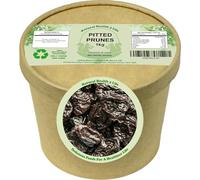 Natural Health 4 Life Dried Pitted Prunes 1kg in Kraft Tub, High in Fibre, Fat Free, Low Salt, Dried Fruits for Baking, Breakfast, Snacking and Supporting Digestive Health (1 Tub)