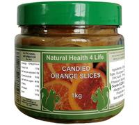Natural Health 4 Life Glace Candied Orange Slices 1kg - Vegan & No Artificial Colours - Ideal for Cake Making, Decorating, Chocolate Dipping & Snacking, Plastic Tub (1 Tub)