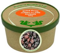Natural Health 4 Life Jumbo Flame Raisins 500g - Seedless, Naturally Sweet, Vegan & Gluten-Free, Low Fat - Perfect for Kids' Snacking and Home Baking, Eco-friendly Kraft Tub - Produce of Chile