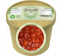 Natural Health 4 Life Jumbo Red Coloured Glace Cherries 1kg, Candied Whole Cherrys for Baking, Cake Decorating, Christmas Recipes, Fat Free, Vegetarian, Recyclable Kraft Paper Tub, Produce of France