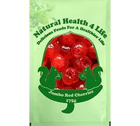 Natural Health 4 Life Jumbo Red Glace Cherries 175g, Candied Whole Cherrys for Baking, Cake Decorating and Christmas Desserts, Fat Free, Vegetarian, Produce Of France (1 Pouch)