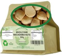 Natural Health 4 Life Macadamia Nuts 500g - Whole Raw Unsalted Nuts - High Fibre and Protein, Vegan & Keto-Friendly Snack in Resealable Kraft Pouch (1 Pouch)