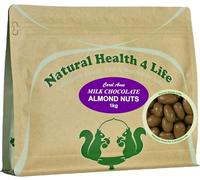 Natural Health 4 Life Milk Chocolate Almond Nuts 1kg - Chocolate Covered Almonds in Resealable Pouch, 11.6g Protein/100g, Vegetarian Snack, Ideal for Parties, Baking & Events, UK Made (1 Pouch)