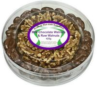 Natural Health 4 Life Milk Chocolate Covered and Raw Walnuts Gift Box 425g, Chocolate Covered Vegetarian Snack, High in Protein and Fibre Nuts for Snacking, Baking - Made in UK (1 Jar)