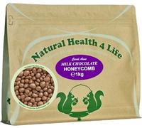 Natural Health 4 Life Milk Chocolate Honeycomb 1kg - Chocolate Covered Honeycomb in Resealable Pouch, 5.0 Protein/100g, Vegetarian Snack, Ideal for Parties, Baking & Events, UK Made (1 Pouch)