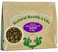 Natural Health 4 Life Milk Chocolate Raisins 1kg - Chocolate Covered Raisins in in Resealable Pouch, 4.8g Protein/100g, Gluten Free & Vegetarian, Ideal for Parties, Baking & Events, UK Made (1 Pouch)