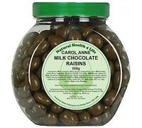 Natural Health 4 Life Milk Chocolate Raisins 500g - Chocolate Covered Raisins in Recyclable Gift Jar, 4.8g Protein per 100g, Vegetarian Snack for Parties, Baking & Gifting, Made in UK (1 Jar)
