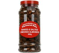 Natural Health 4 Life Smoked Almond Nuts 600g, Baked and Salted Almonds, Vegan, Dairy Free, Gluten Free, High Protein and Fibre, Smoky BBQ Flavour, Recyclable Gift Jar with Screw Lid (1 Jar)