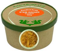 Natural Health 4 Life Stem Ginger Pieces in Syrup 500g - Sweet & Spicy Chinese Ginger in Syrup for Baking, Cooking, Desserts - Recyclable Kraft Tub (1 Tub)