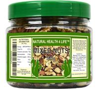 Natural Health 4 Life Whole Mixed Nuts 500g, 5 Nut Mix Walnut, Almonds, Cashew Nuts, Pecans, Brazil Nut, Vegan, Gluten Free, No Peanuts, High Protein and Fibre Snack in Tub (1 Jar)