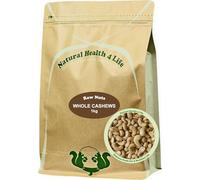 Natural Health 4 Life Whole Raw Cashew Nuts 1kg - Plant-Based, Vegan, Gluten-Free Raw Nuts - High in Protein - Ideal for Cooking, Baking and Snacking - Packed in Resealable Pouch (1 Pouch)