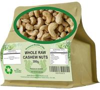 Natural Health 4 Life Whole Raw Cashew Nuts 300g - Plant-Based, Vegan, Gluten-Free Raw Nuts - High in Protein - Ideal for Cooking, Baking and Snacking - Packed in Recyclable Kraft Pouch(1 Pouch)