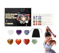 Natural Heart Shaped Stones - Pocket Set with Natural Love Gemstones | Polished Pocket Amethyst for Energy Balance and Meditation