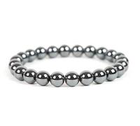 Natural Hematite, Natural Nair Black Hematite Bead, Crystal Stone, Protection, Willpower, Hematite Smooth Beads Stone, Elastic Gift for Men & Women (10 mm 7 Inch)
