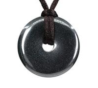 Natural Hematite Peace Donut 30M Beads Adjustable Braided Macrame Tassels Pendant Unisex