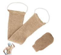 Natural Hemp Back Scrubber, Back Exfoliator, Exfoliating Back Scrubber, with Mitt, for Men and Women Deep Cleaning(Brown)