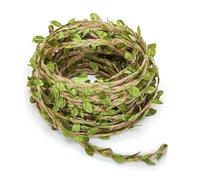 Natural Hemp Rope with Green Leaves,33 Foot Natural Jute Belt with Artificial Leaves, Suitable for Birthday, Wedding, Home, Garden, Jungle Party Decoration, and DIY Craft Decoration