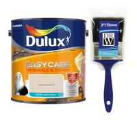 Natural Hessian Dulux Easycare Matt Emulsion Paint 2.5L + 3" Emulsion Paint Brush - Washable & Stain Resistant, Durable Matt Finish, Quick Dry, Low Odour Interior Wall & Ceiling Paint