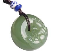 Natural Hetian Green Jade Lotus Flower Ping An Buckle Pendant Necklace (with lanyard) for Women Genuine