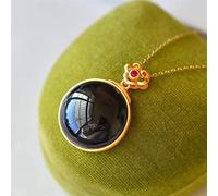 Natural Hetian Jade Noodle Pendant Sterling Silver S925 Round Necklace Set Elegant and Ethnic Style Retro Women (Gem Color : White)