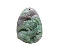 Natural Hetian Jade Rooster Pendant Necklace Green and Purplefor Women Yoga Genuine