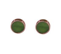 Natural Hetian Jade Round Stud Earrings, Classic Simple Green Gemstone Lucky Jewelry presents
