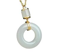 Natural Hetian Jade Safety Buckle Pendant Necklace S925 Sterling Silver White Jade Pendant Clavicle Chain Jewelry Gift